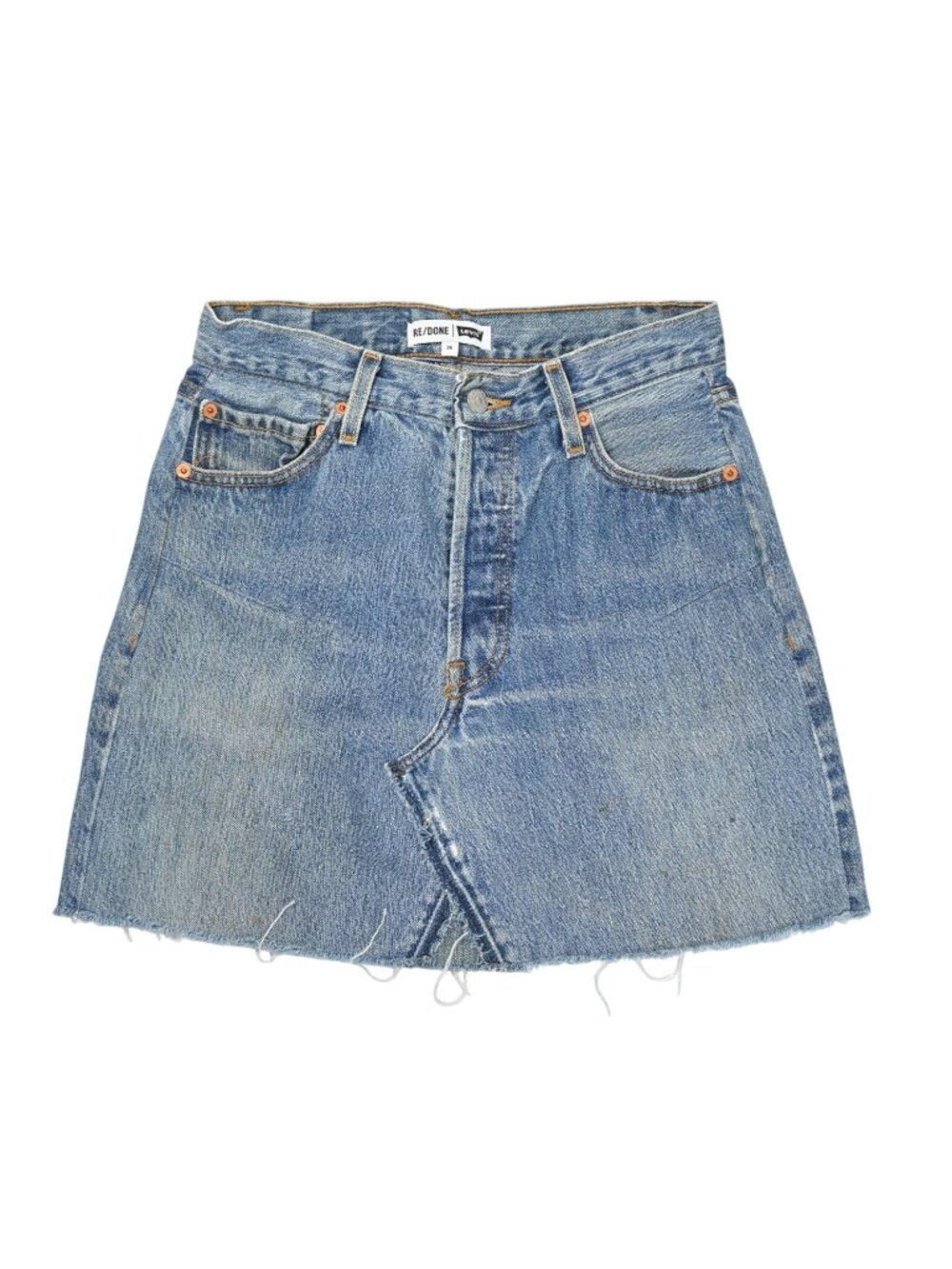 Re/Done x Levi's Raw Hem Denim Skirt in Blue